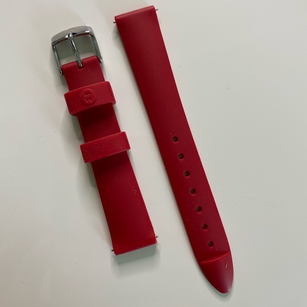 Authentic red silicone Michele watch band 16